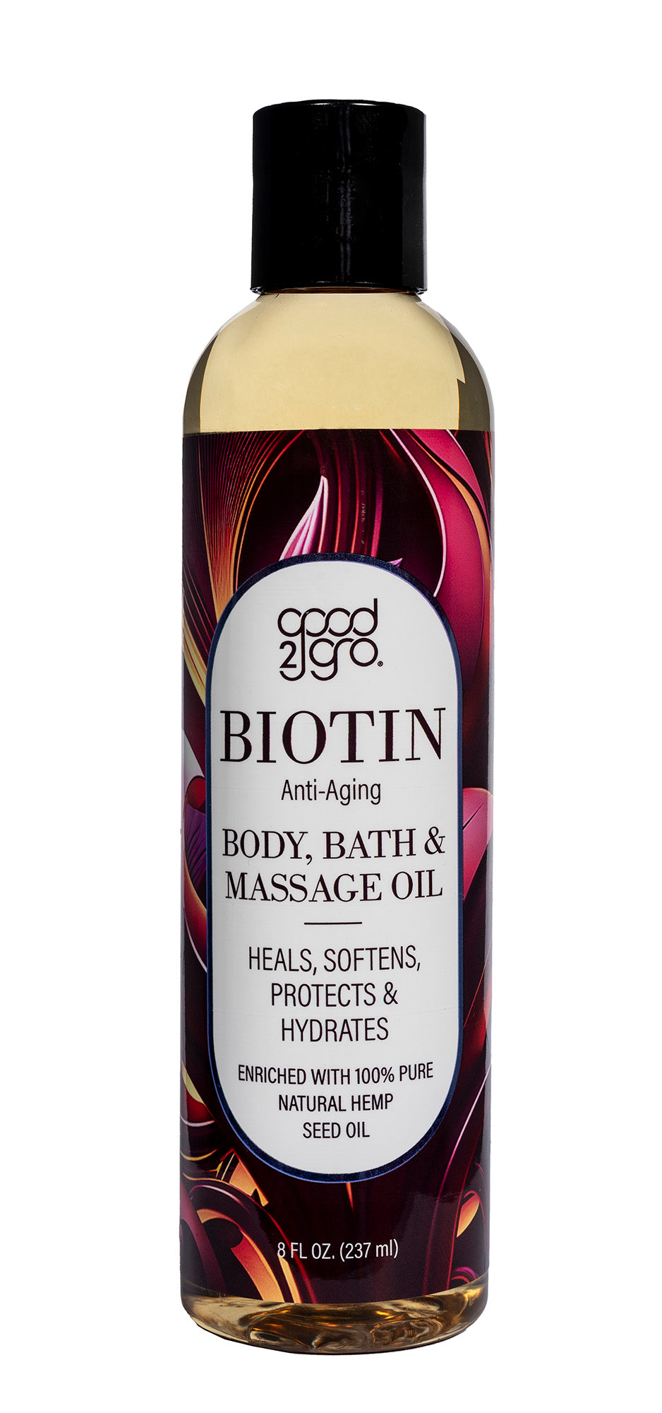 GOOD2GRO Biotin Oil, Anti-Aging Body, Bath & Massage, Helps Skin Regain Suppleness, Softens, Smoothes, Improves Elasticity, Crepey Skin, Stretch Marks and Evens Skin Tone 8oz.