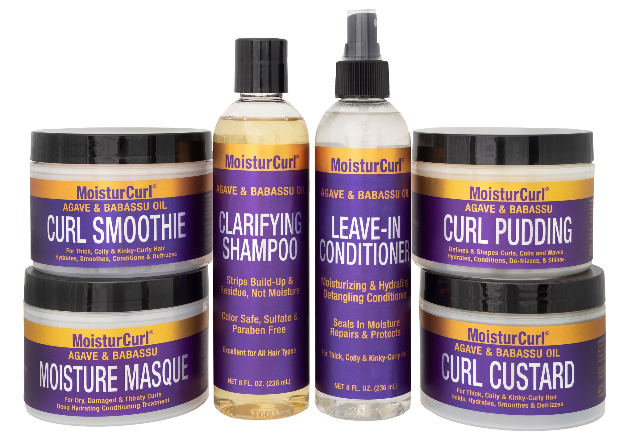 MoisturCurl Clarifying Shampoo, Deep Cleans, Removes Dulling Deposits & Product Buildup, Adds Volume, Restores Shine, Made with Agave & Babassu Butters 8oz.